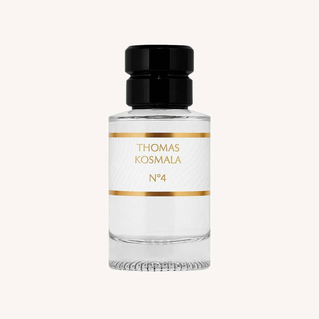 Perfume bottle with 'Thomas Kosmala' branding on a white background